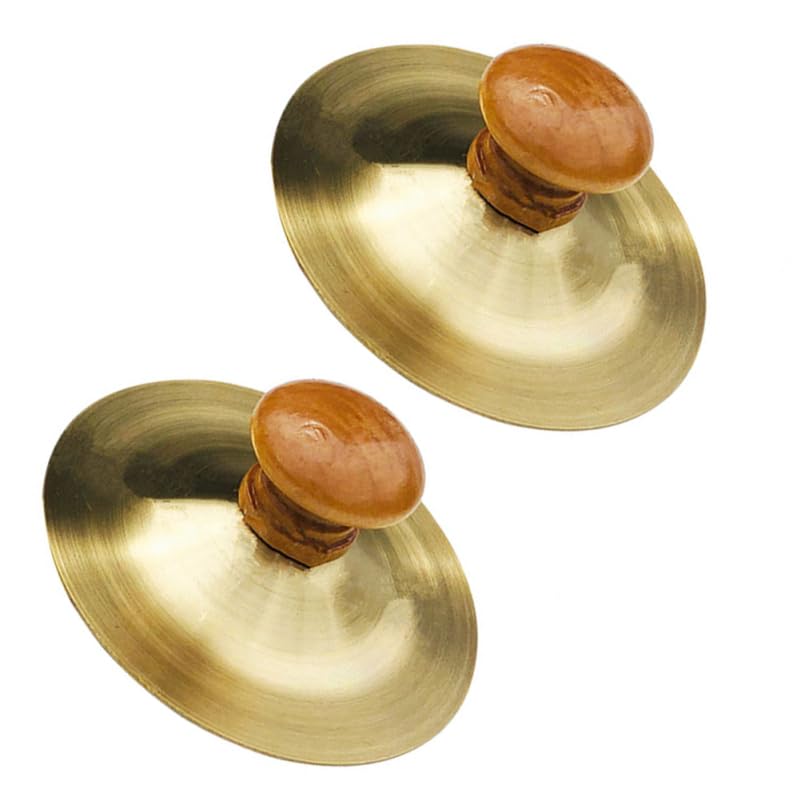 VICASKY Mini Gimbal Musikalisch 2 Kinder Perkussion Rhythmus Kleine Finger Perkussion Handbecken mit Holzgriffen Instrumente, Teile, Becken, Finger,