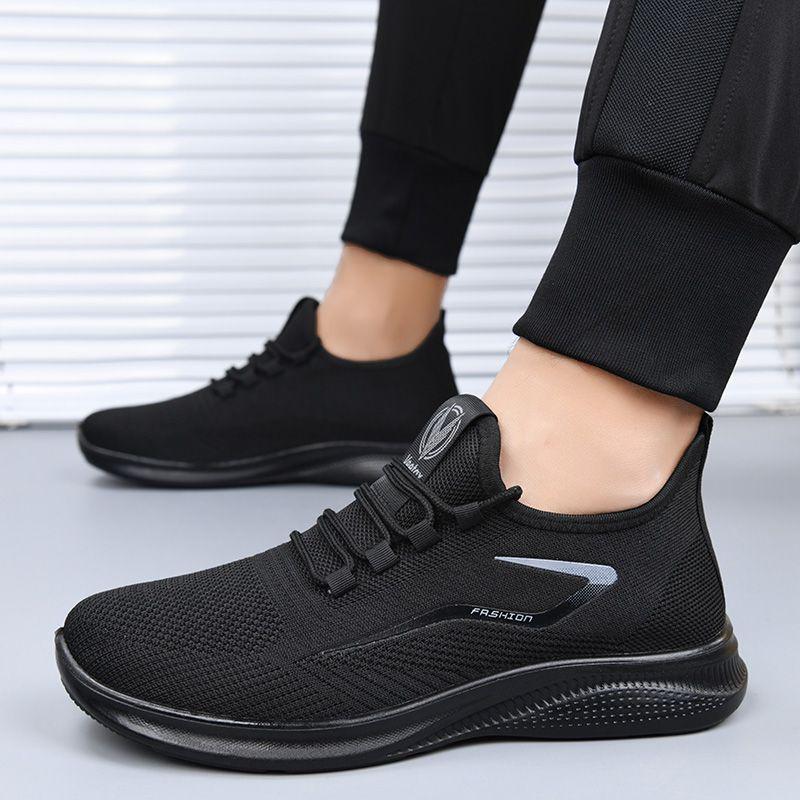 Men's Plus Size Breathable Mesh Lace-Up Non-Slip Casual Low-Top Shoes for Spring and Autumn