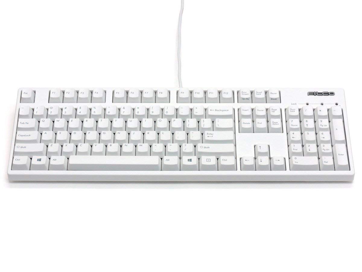 

FILCO Majestouch2 HAKUA CHERRY MX Silent Red Axis 104 Keys English Layout Mechanical Keyboard Compatible Matte White US ASCII SILENT USB/PS2