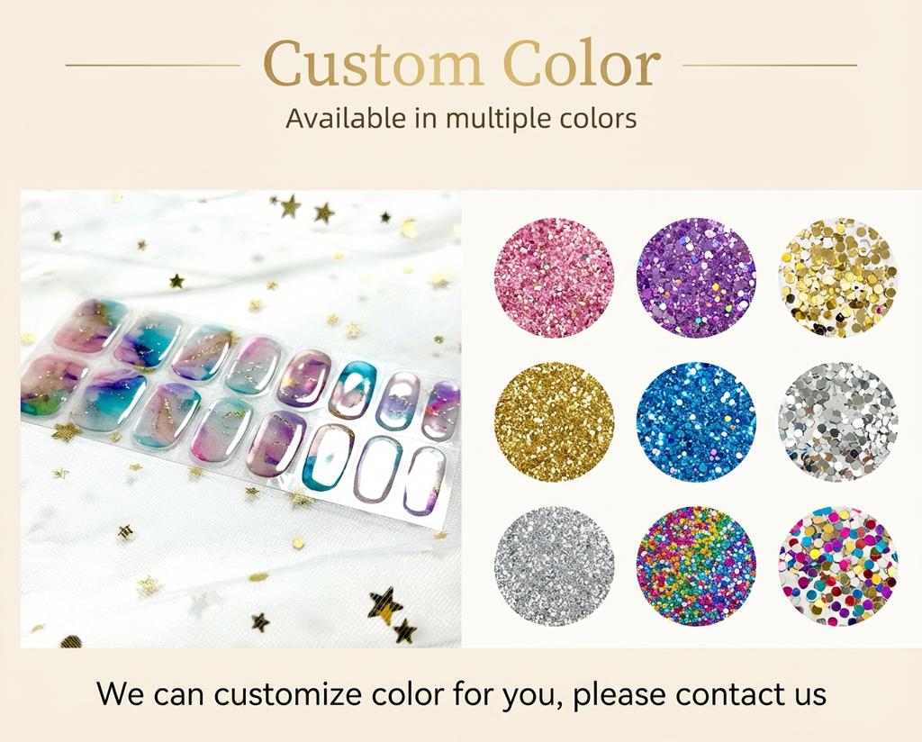 Custom Logo Semi Cured Gel Nail Sticker Waterproof Full Cover Gel Nail Wraps