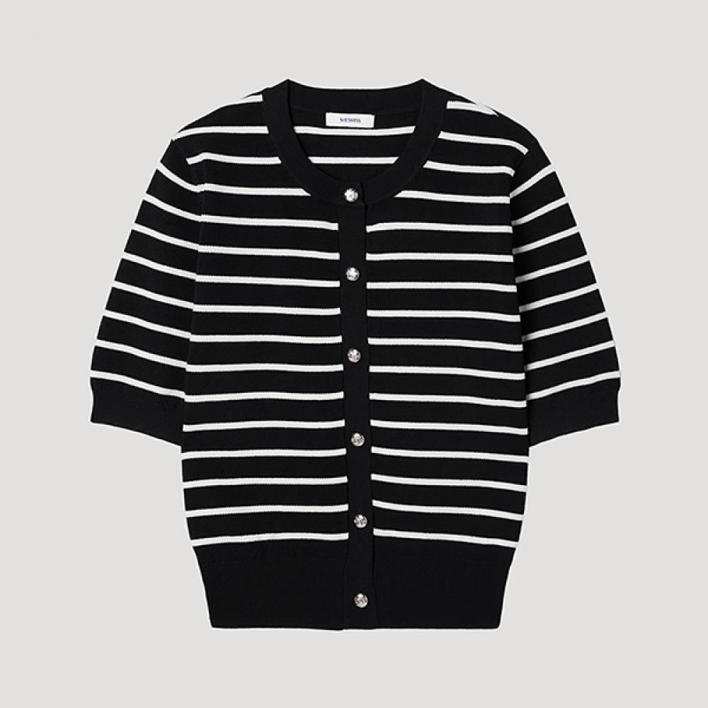 

[shs Miss] Round Neck Half Sleeve Cardigan Sskcdp22060 Bk blacks/55