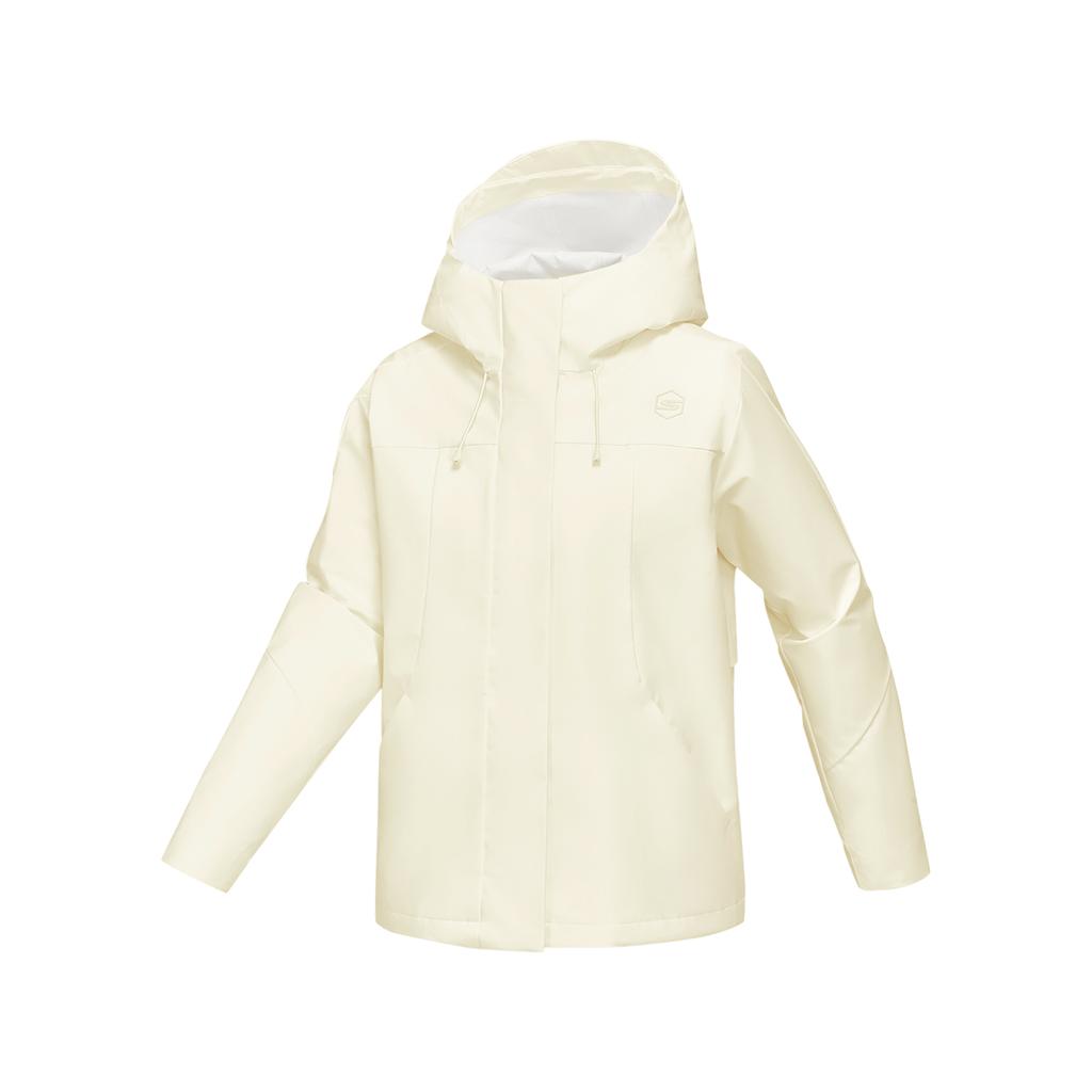 Skechers Warmth Resistant Durable Woven Hooded Jacket Soft Sport Comfortable Commuter Versatile Casual Set Women Outerwear Corn-White P125W013-01PJ