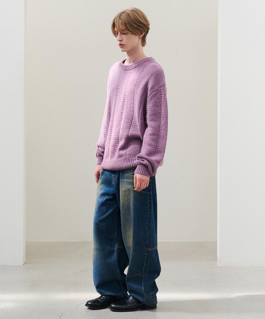 KNOUUN Wool Blended Crewneck Knit (Lavender)