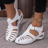 Sandale noi de damă peep-toe cu baretă la gleznă, pantofi de modă cu toc bloc de vară