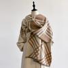 Black And White Line Plaid Scarf Women'S Winter High-End Sense Of Gold Temperament Imitation Cashmere Scarf