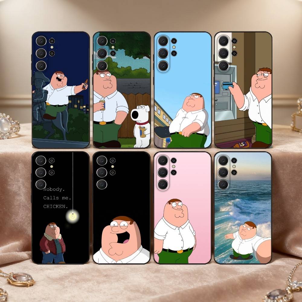 F-Family Funny G-Guy Phone Case For Samsung S26,S25,24,23,22,30,21,10,9,Ultra,Plus,Lite,FE Soft Black Case