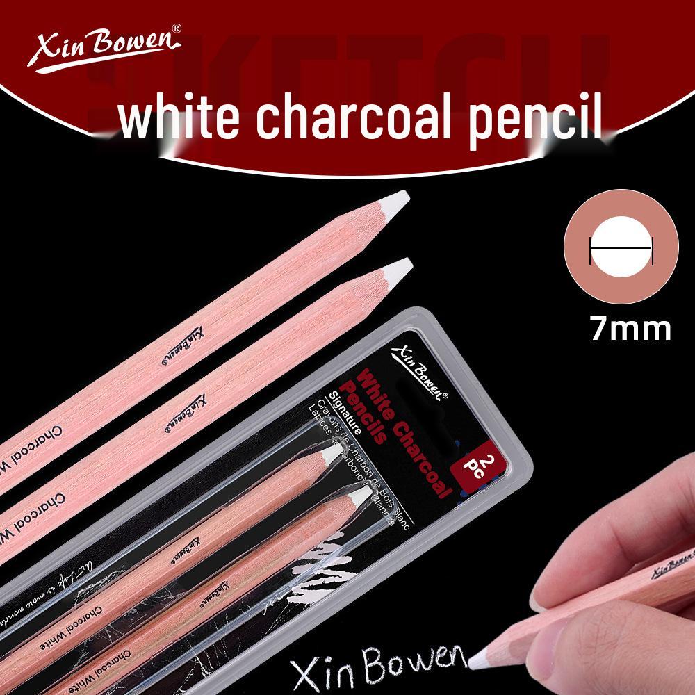 Solid Core White Charcoal Pencil Set for Drawing and Sketching – Thickened Carbon Highlight Pencils, Ideal for Art Students.