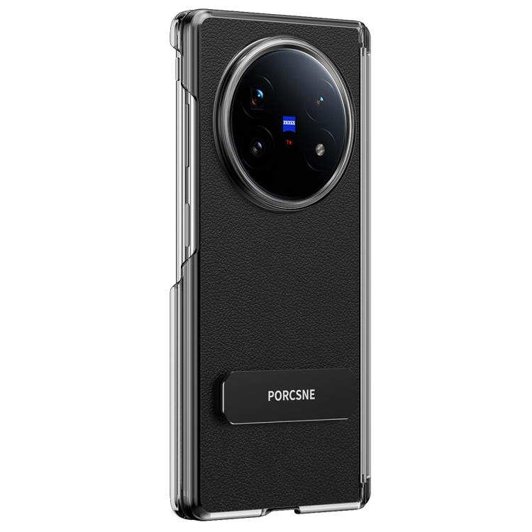 Vegan Leather Dual-Hinge 270° Rotation Metal Kickstand Phone Case For vivo X Fold3, Anti-Fingerprint Full Hinge Protection Protective Cover