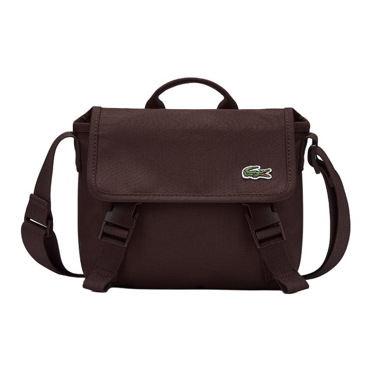 Lacoste Crocodile Brand Logo Design Polyester Messenger Bag Tote Bag Unisex bags Dark-Brown NU4865NE-R72 Dark Coffee