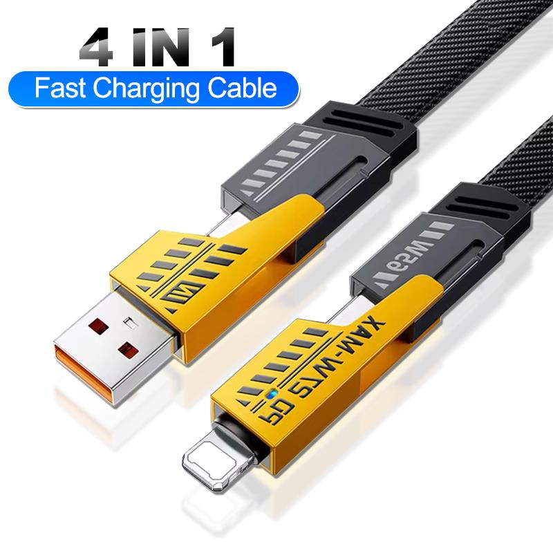 Cablu USB C 4 în 1 PD 27W pentru Apple iPhone Încărcare Rapidă Cablu Type C pentru Xiaomi Redmi Samsung POCO 65W Încărcare Rapidă Cablu de Date USB