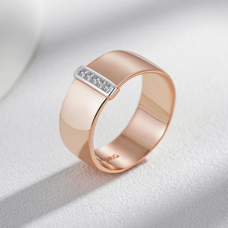 Luxury Natural Zircon 10Mm Width Rings For Women  Rose Gold  Color Mix Setting Design Daily Bride Wedding Jewelry