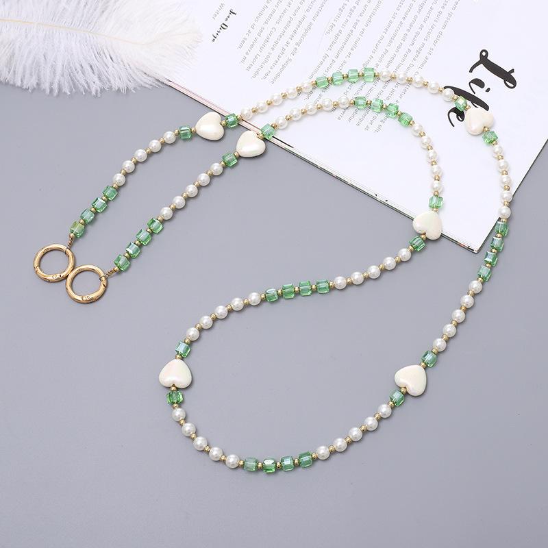 Handmade Pearl Crossbody Phone Case Lanyard with Beaded Charm