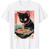 Gololl Katzen T-Shirt Anime Manga Kawaii Katze isst Ramen T-Shirt Lustiges Grafik-T-Shirt Neuheit T-Shirt für Männer Frauen(1)