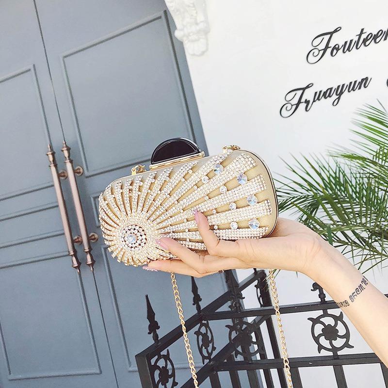 Fashion trend temperament diamond-encrusted dinner bag personalized party aura chain shoulder messenger bag women's bag