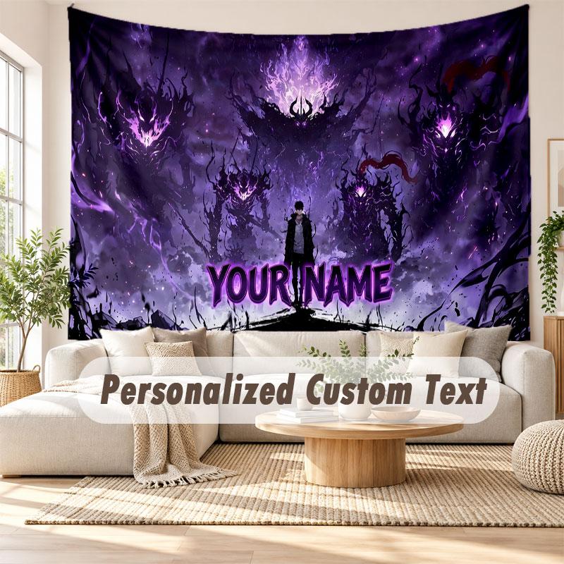 Custom Name Wall Hanging Tapestry,Solo Leveling Decorative Backdrop Tapestry For Dorm Home