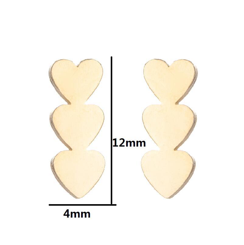 Minimalist Stainless Steel Heart & Sunflower Star Stud Earrings - "I Love You" Gesture