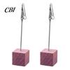 Thick And Thin Paper Clip 2 Pcs Wooden Cube Base Memo Holder with Clips, Mini Table Photo Postcard Number Stands for Name Cards, Photos, Memos,