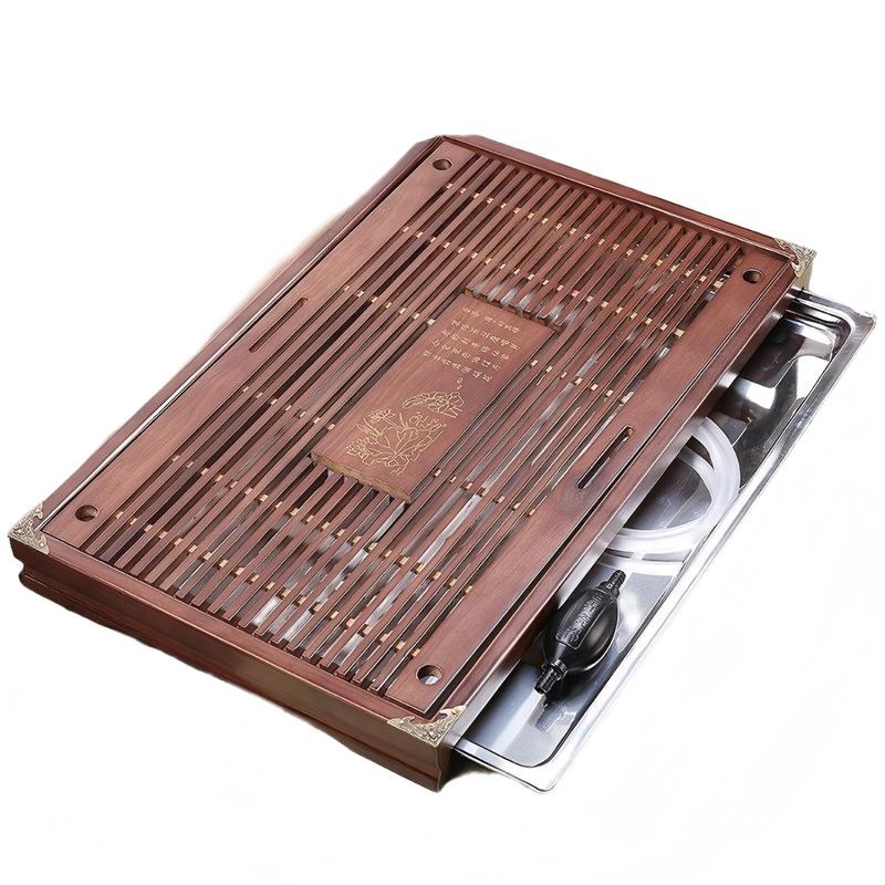 Shangqi Solid Wood Drawer Tea Tray with Dual Drainage