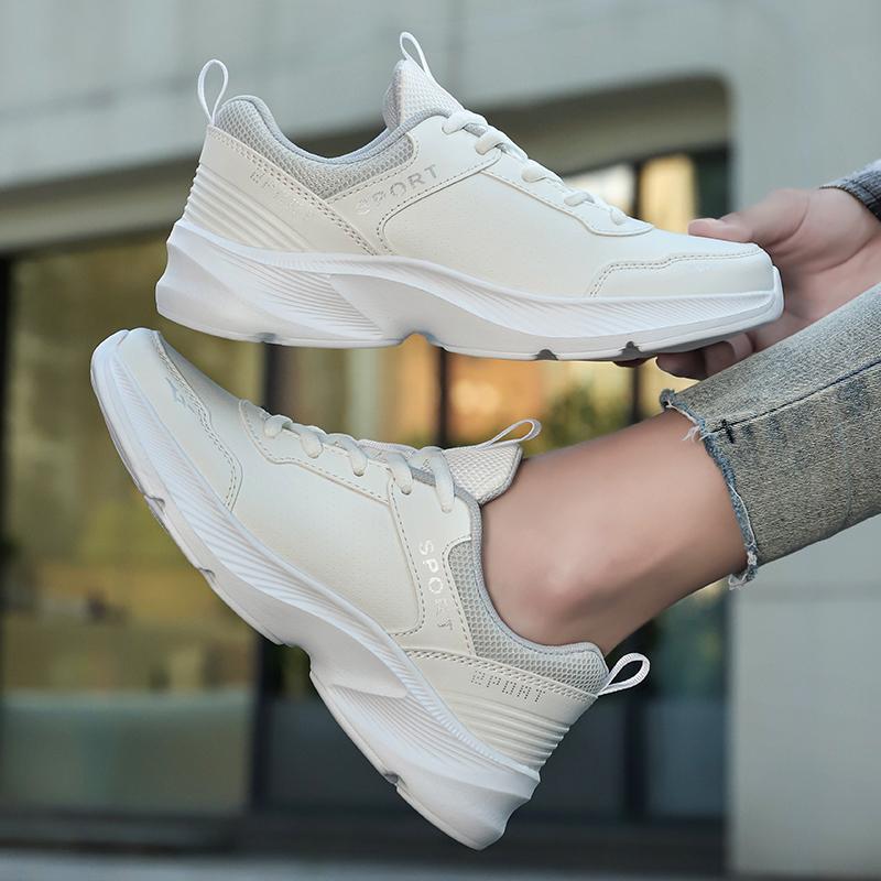 Jogging Shoes Four Seasons Waterproof Lightweight Running Shoe Women Leather Soft Casual Sneakers Ladies Non-Slip 35-41