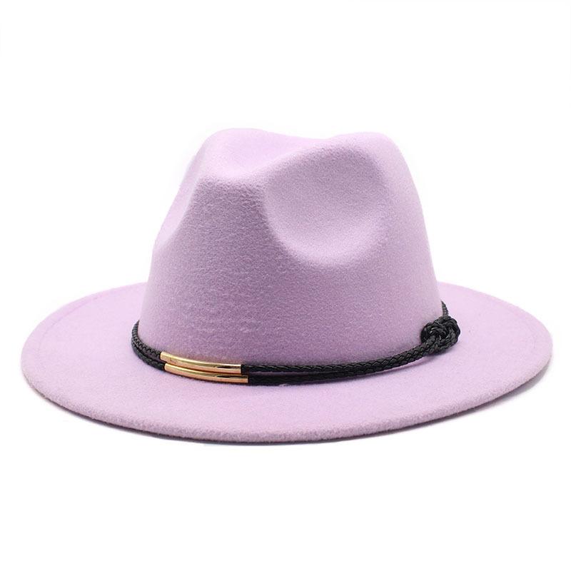 Hat Men'S And Women'S Jazz Hat Quarterly British Retro Belt White Top Hat Woolen Gentleman'S Hat