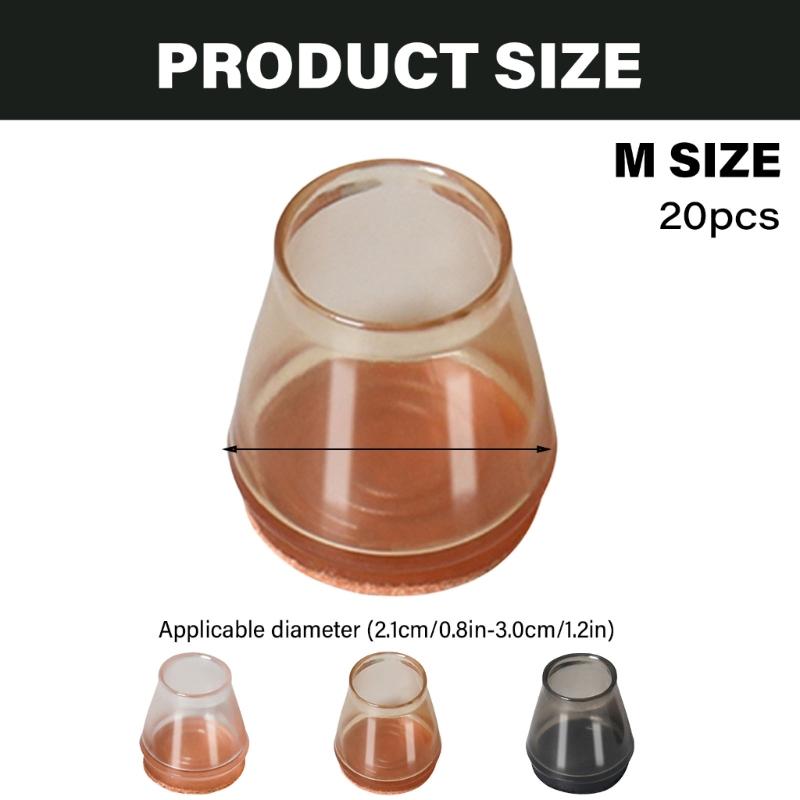 20Pcs Thickened Chair Leg Protectors Felt Furniture Leg Cover Pad Round Caps Covers Hardwood Floor Soft Pad Covers