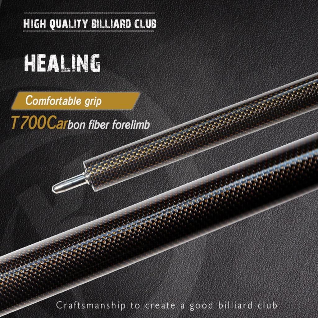 OKHEALING Mafsallı Karbon Fiber Bilardo İstakası Uçlu Gümüş 58 inç 19-20oz 1/2 12.4mm (Oyun İpucu) (Sarı İplik)