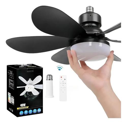 E27 screw household silent small fan light 40W 52cm with remote control fan ceiling light black