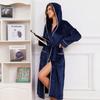 Unisex Hooded Flannel Bathrobes - Extra-Long, Plus-Size, Perfect for Autumn & Winter Lounging