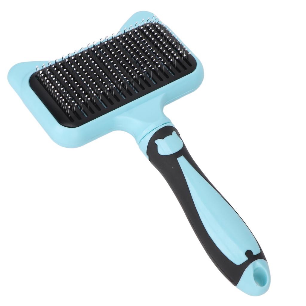 Cat Grooming Brush 140 Degree Curved Teeth Massage Function Pet Self Cleaning Brush with Resin Protection Point Blue