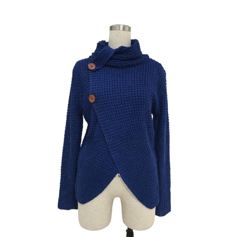 IHUASU Women's Autumn and Winter Fashion Knit Sweater Commuter High Neck Long Sleeve Large Size Loose Cardigan Sweater