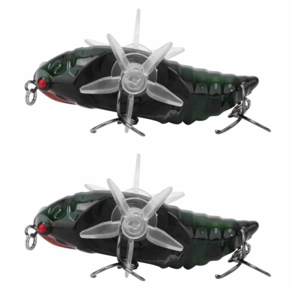 

2PCS with RTreble Hook Bionic Cicada Lure 7.5cm Length 15.5g Artificial Fishing Lure with Rotating Spins Cicada Fish Catcher