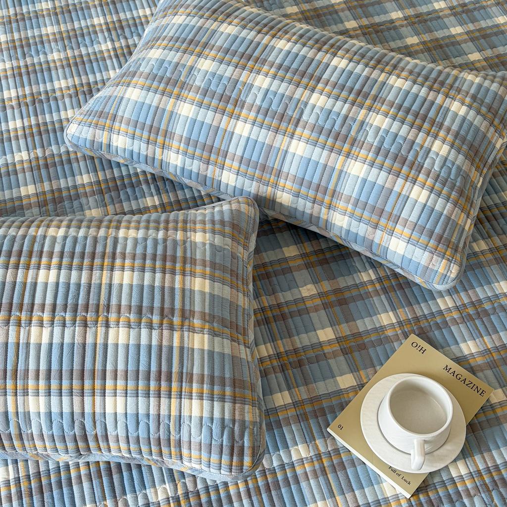 Sleeping grid all cotton color woven washed cotton grid sandwiched cotton bedding sheet