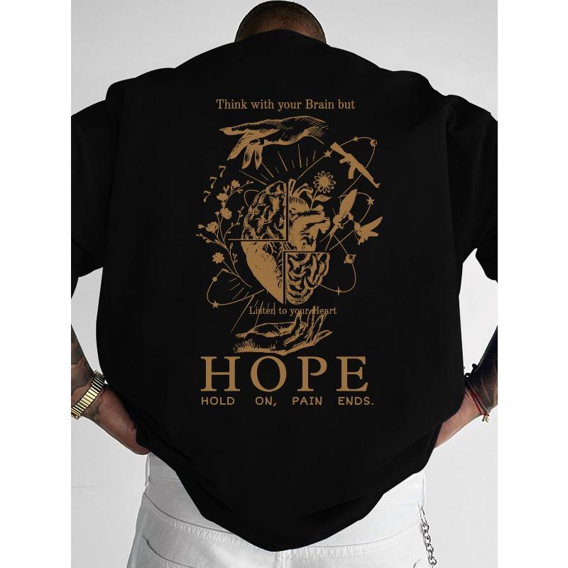 European sizes New Men'S Short Sleeve American Literary Style Brain Heart Print American T-Shirt