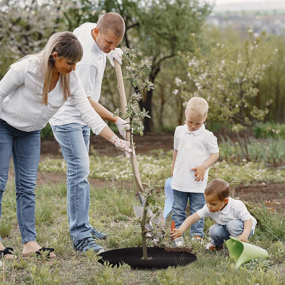 5pcs Non-Woven Tree Mulch Ring Weeding Barrier Round Ground Cover Protector Mat Plant Cover Anti Grass Gardening