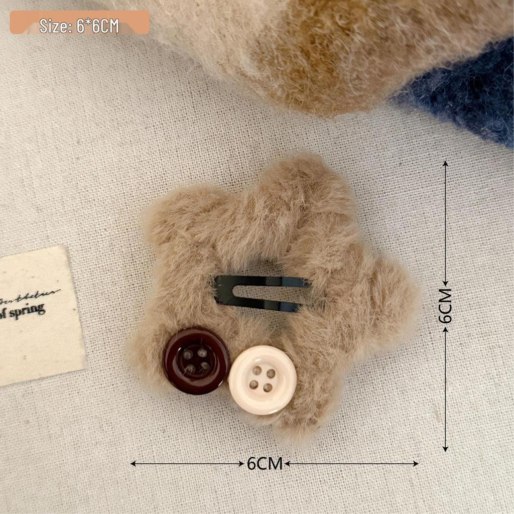 Autumn/Winter Plush Star Hair Clip - Versatile Bangs & Side Clip for Frizzy Hair Accessory