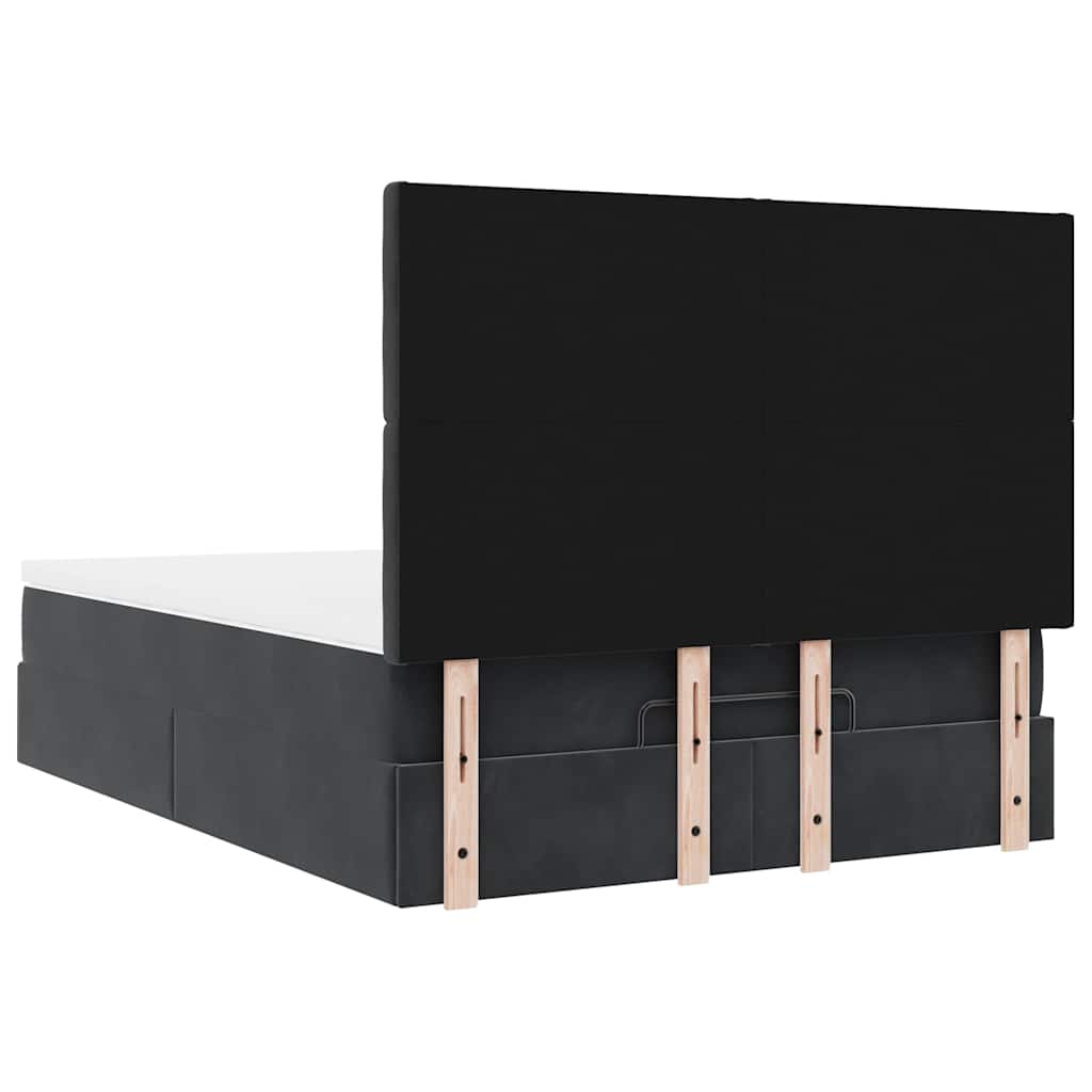 Ottoman Bed with Mattress Black 140 x 200 cm Velvet