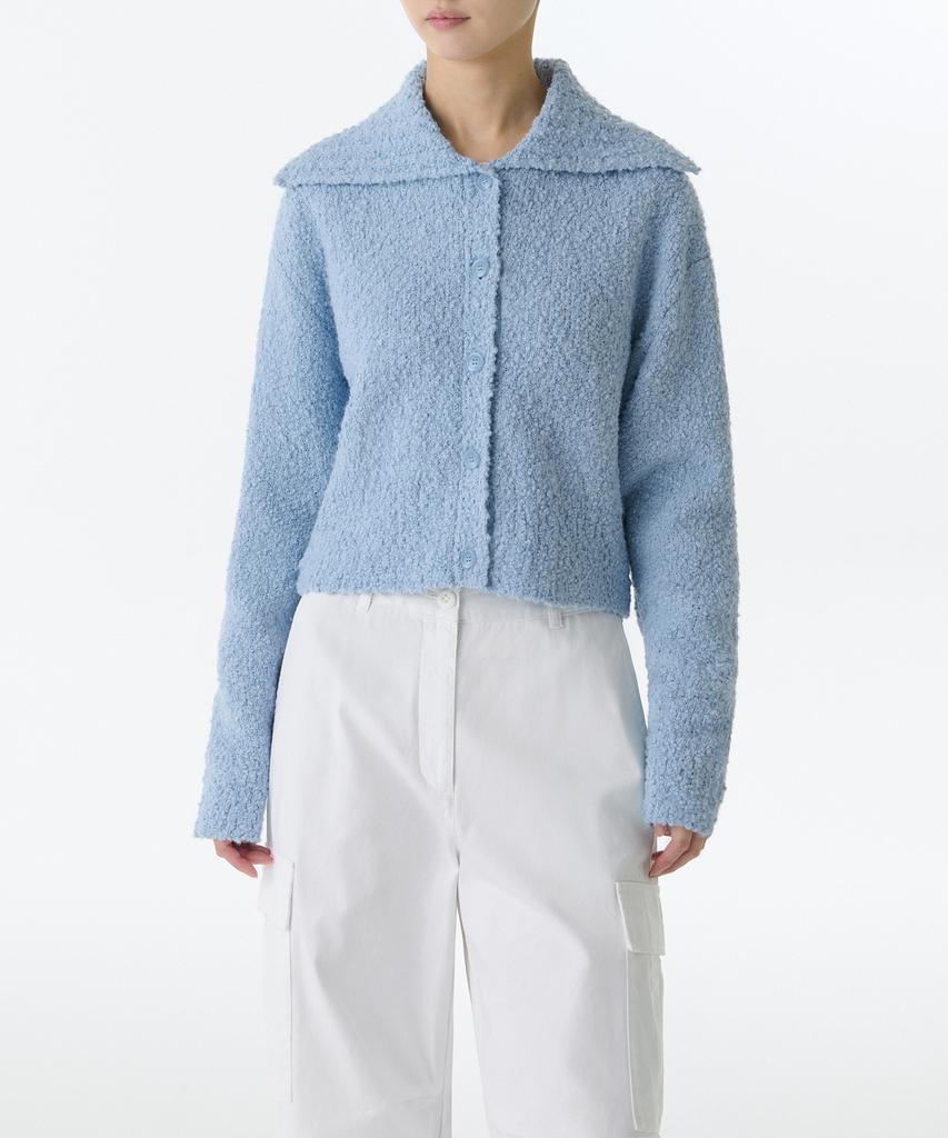 Musinsa Standard Woman Bubble Yarn Collared Cardigan [Light Blue]