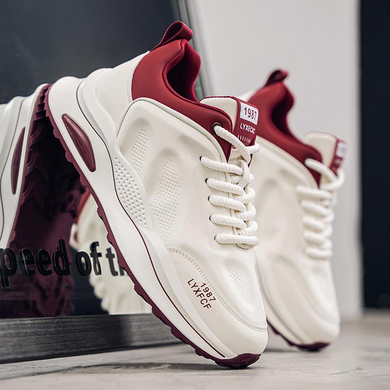 Mode Herren Lederschuhe Dicke Sohle Freizeitschuhe Outdoor Rutschfest Sport Wanderschuhe Trendige Herren Sneaker