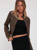 Giacca Moto Corta Vintage da Donna in Ecopelle con Zip e Collo Alto Cappotto Biker Corto Casual