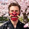 Comfortable Party Mask for Adults Japanese Hannya Red Half Mask, Wolf Teeth & Embossed Cloud Details, Breathable Lightweight Durable Cosplay