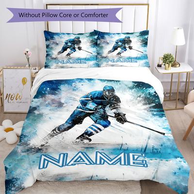 Hockey Style Customize Your Name Bedding Set Breathable Duvet Cover With Pillowcases Decorative Bed Linen For Bedroom Home Decoration Birthday Gift