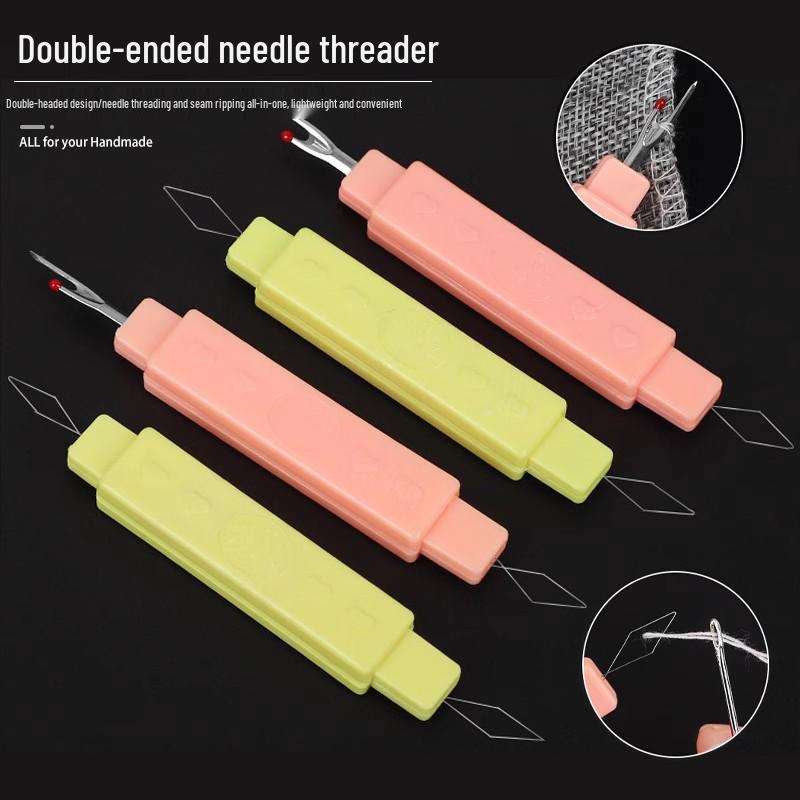 Dual-Ended Needle Threader & Seam Ripper: Portable Stitch Picker and Cutter Tool.
