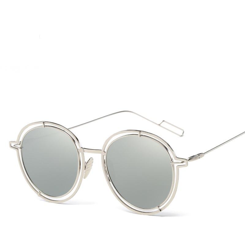 Retro Round Metal Sunglasses Men Women Luxury  Brand Designer Curved Temples Eyewear Ocean Rimless Black Sun Glasses  Uv400