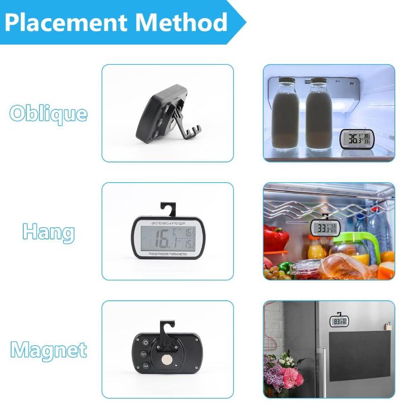 Digital Freezer Room Thermometer Large Lcd Waterproof Magnetic Back Hook Temperature Monitor For Kitchen Home Restaurant