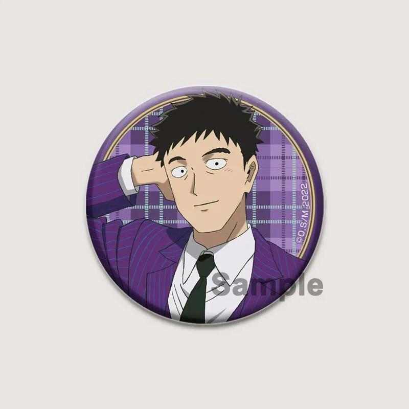 32/44/58mm Japanese Anime Mob Psycho 100 Badges On Backpack Accessories Lapel Pins Cartoon Brooches for Clothes Bag Decor Fans Gifts