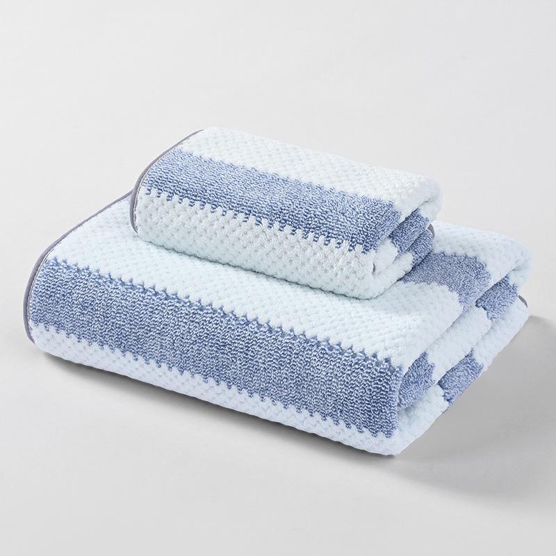 Absorbent Quick-Drying Coral Fleece Towel - Soft, Lint-Free, Striped, for Face Washing, Bathing, Household Use