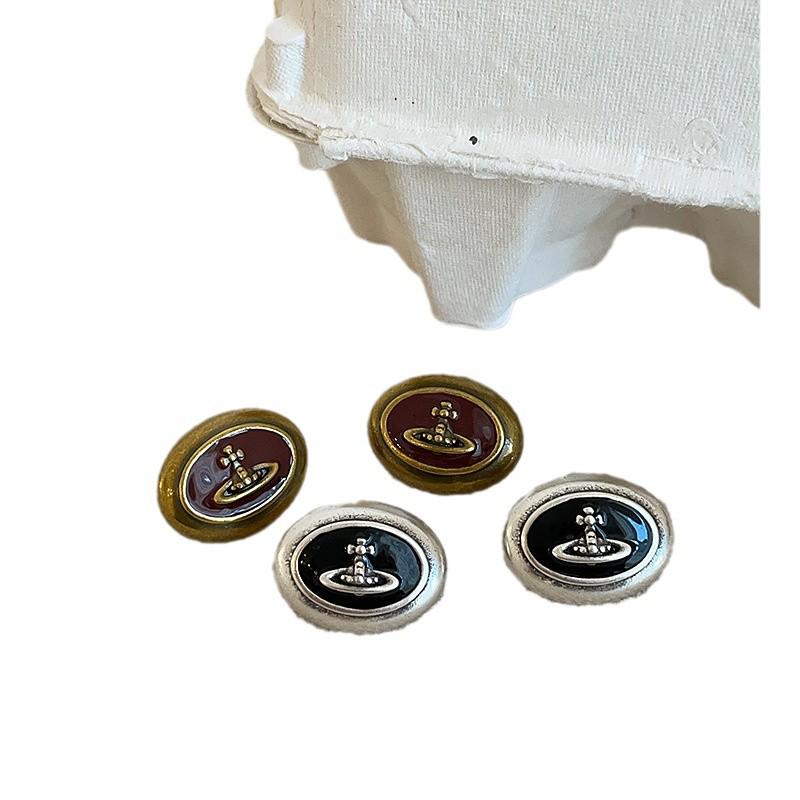 Medieval Style Oval Metal Oil Drop Planet Earrings for Women - Niche Design, Fashionable, Versatile.