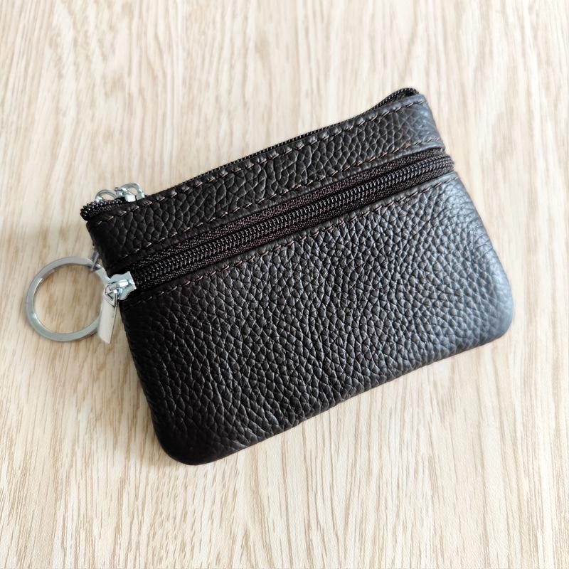 Genuine Leather Cowhide Card & Key Holder with Coin Purse - Compact and Portable