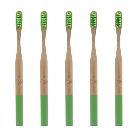 5 Stücke Runde Bambus Griff Home Reise Erwachsene Weichen Borsten Zahnpflege Zahnbürste Verkauf Waren