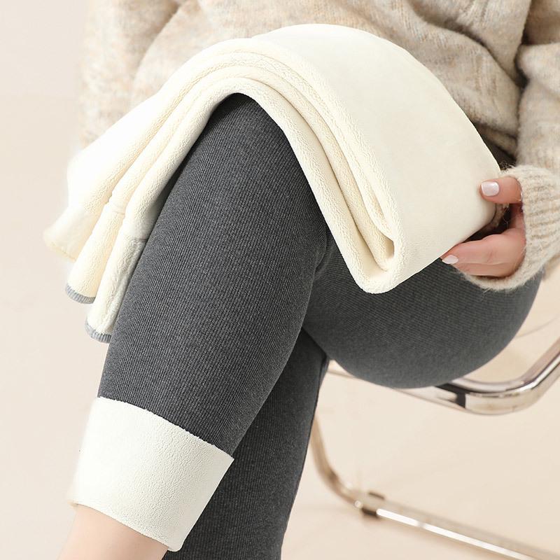 2025 Women's Plus Size Fleece-Lined High-Waist Leggings - Extra Thick & Warm, Outerwear for 200 Jin, Extra Large